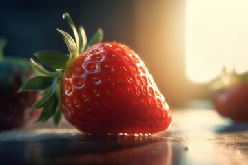 Fresh strawberry on the table, AI generated