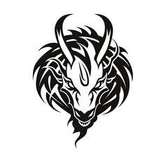 Fototapeta premium Dragon head tribal tattoo design dark art illustration&nbsp;isolated on white background