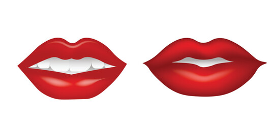 Fototapeta na wymiar red lips isolated on white vector illustration