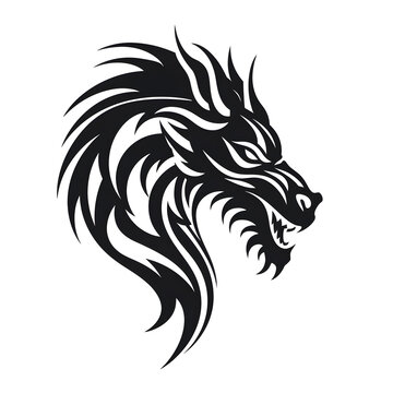 Dragon head tribal tattoo design dark art illustration isolated on white background