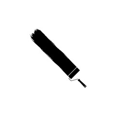 Paint Roller and Brush Stroke Silhouette, can use for template, lay out, background, art illustration, advertisement space, or graphic design element. Vector Illustration