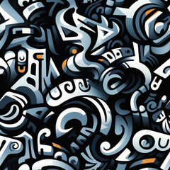 Fototapeta na wymiar Calligraphy graffiti doodles funky grunge repeat pattern