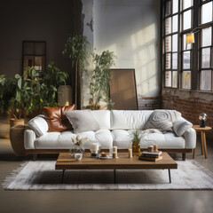 a white leather couch in front
