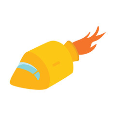 Rocket ship on white background. Vector illustration with flat icon