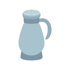 Blue thermos on white background. Great thermos for hiking and traveling. Vector illustration in flat