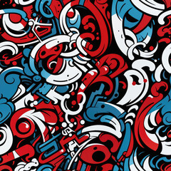 Calligraphy graffiti doodles funky grunge repeat pattern