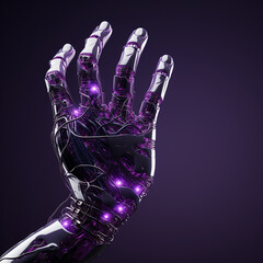Naklejka premium 3d rendered illustration of a hand of a android or bot created with Generative Ai