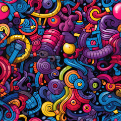 Fototapeta premium Calligraphy graffiti doodles funky grunge repeat pattern