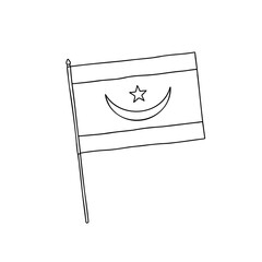 Flag of Mauritania. Vector, black and white hand drawn flag.