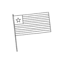 Flag of Liberia. Vector, black and white hand drawn flag.