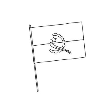 recommend clip art: Flag of Angola. Vector, black and white hand drawn flag.