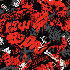 Fototapeta premium Calligraphy graffiti doodles funky grunge repeat pattern