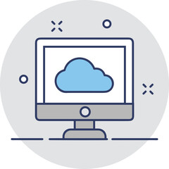 Cloud storage icon symbol vector image. Illustration of the database server hosting cloud system digital design image