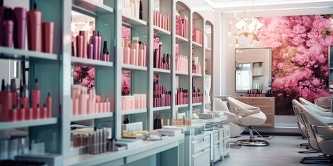 A neatly arranged cosmetics shop gives the impression of being clean and comfortable