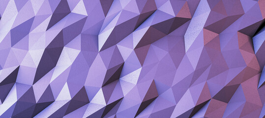 Creative wide purple geometric background. Landing page concept. 3D Rendering.