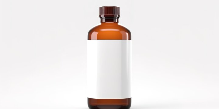 Brown pill bottle mockup. Capsule bottle. Stock illustration supplement on white background
