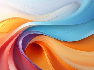 Flowing fabrics abstract orange purple and blue circle spiral background generative ai