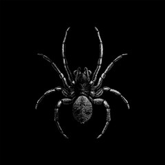 Diving Bell Spider hand drawing vector isolated on black background.