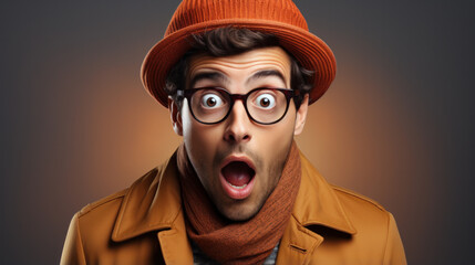 Young handsome tourist man on vacation wearing explorer hat scared in shock with wide open eyes, surprise face, afraid and excited with fear expression