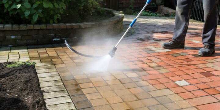 Washing Service - Cleaning Of Block Paving With A High Pressure Washer