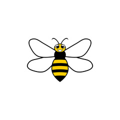 Bee cartoon smile face icon isolated on transparent background