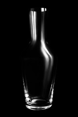 Glass vase on black