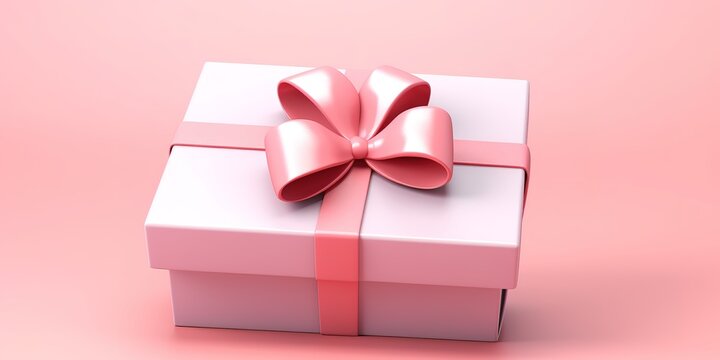 a pink gift with a pink ribbon, a combination of a yellow ribbon tie and a pink background