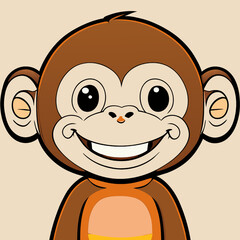 Cute Monkey Cartoon Mascot Character. Vector Illustration.