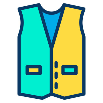 colorful vest icon, flat design clip art preview