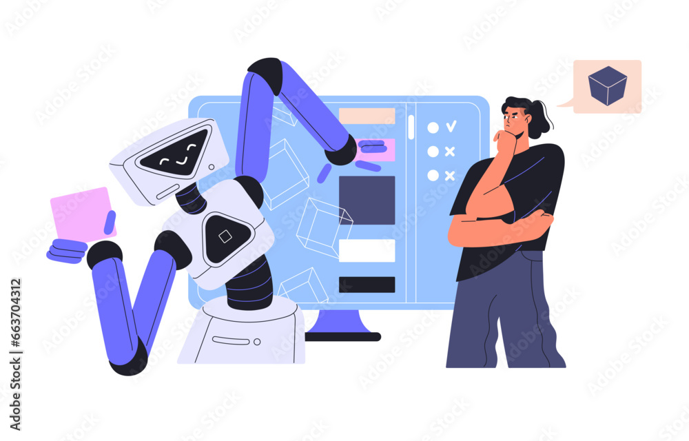 Aufkleber artificial intelligence help to create shape. designer work using ai, modern technology, smart compu