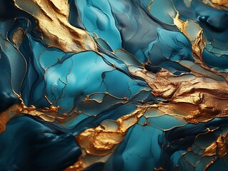 Luxury close up glossy texture of gold liquid paint background generative ai - obrazy, fototapety, plakaty