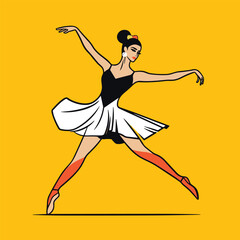 Fototapeta na wymiar Dance on the tips of toes. Young graceful tender woman, ballerina simple icon vector