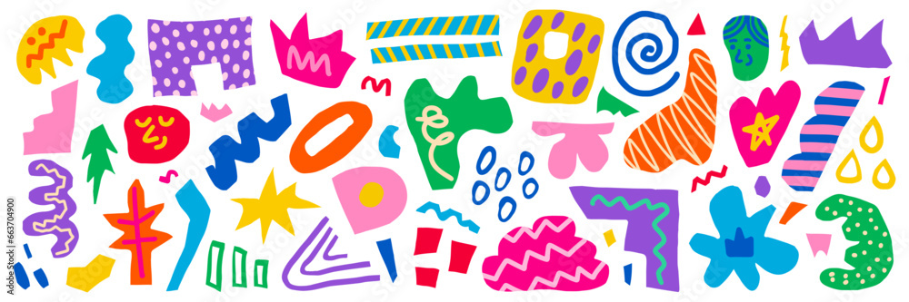 Canvas Prints abstract big set of colorful hand drawn various shapes, curls, forms and doodle objects. modern vect