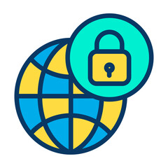 Lineal color Globe Lock icon