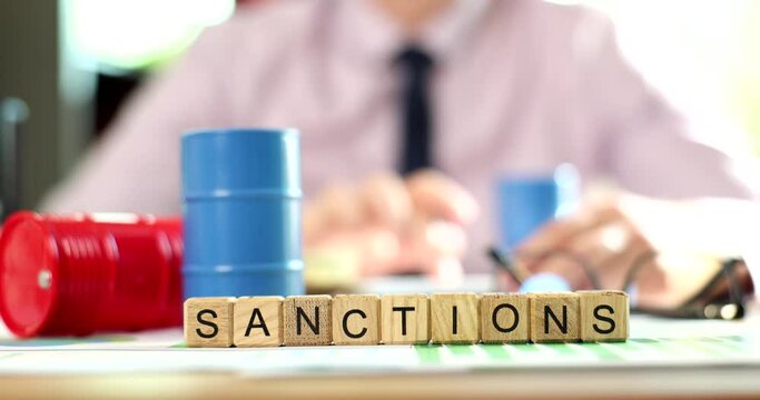 Sanction for purchase of oil from Russia from European Union and America 4k movie slow motion. Oil embargo concept