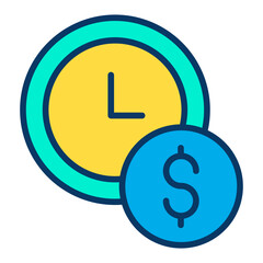 Lineal color Clock Dollar icon