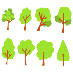 Set Of Green Tree Illustration