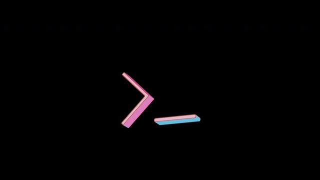 Bright terminal icon is jumping merrily. Retro style. Alpha channel black. Looped from frame 120 to 240, Alpha BW at the end