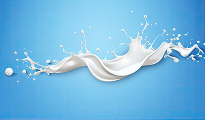 Obraz na płótnie Canvas milk splash graphic on a blue background