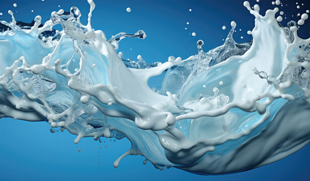 milk splash graphic on a blue background
