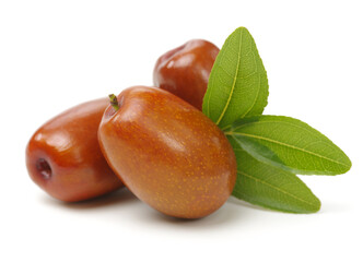 jujube or chinese date on white background