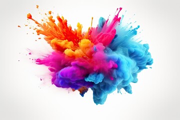 Colorful ink in water isolated on white background. 3d rendering, Explosion of colored powder on a white background. 3d rendering, AI Generated