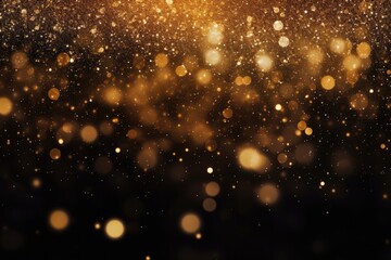 Abstract gold bokeh background. Christmas and New Year concept, Festive golden glittering in the dark night background, AI Generated - obrazy, fototapety, plakaty