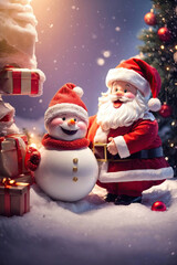 Illustration of santa claus on flat background blessed Christmas Eve