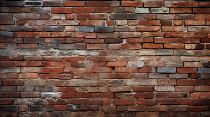 Obraz premium a brick wall. red color, wide panorama of masonry. Background of old vintage brick wall. texture brickwork concept