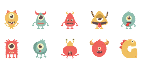 Muurstickers Monster cute monster emoji character
