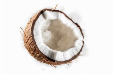 top-down view of a coconut on a transparent background. Generative AI