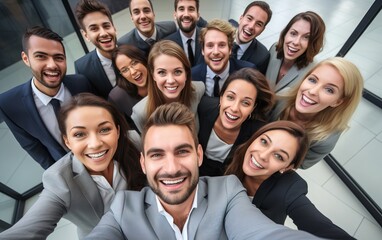 Photo of positive man woman business selfie wear formal outfit in workplace workstation.