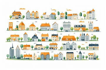 Naklejka premium Modern town illustration set
