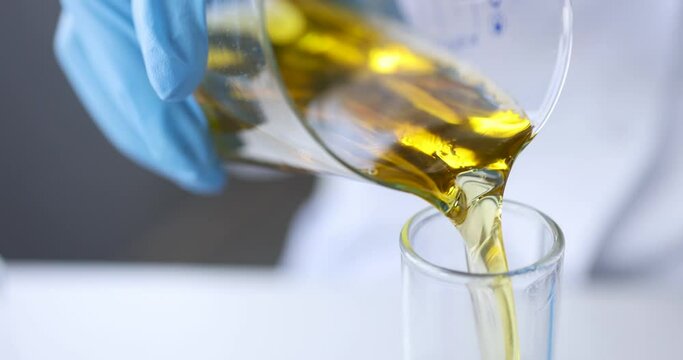 Chemical production of omega 3 and vitamin D drugs 4k movie. Pharmaceutical industry concept